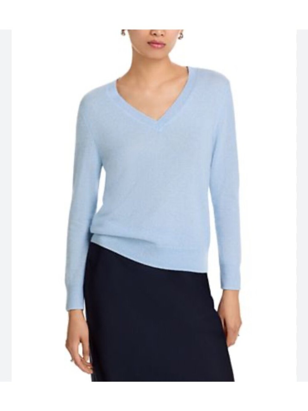 Sutton Studio Classic 100% Cashmere V-Neck Sweater Baby Blue Women’s Small